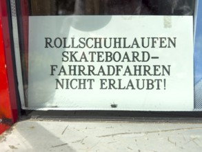Prohibition sign Roller skating Skateboarding Skateboarding Cycling not permitted, Grugapark Essen,