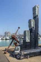 Wachters van de Schelde, sculpture by artist Omer Gielliet in the harbour of Breskens along the