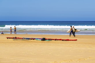 Surfer on Contis beach, Saint Julien en Born, Saint-Julien-en-Born, Landes, France