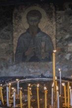 Sacrificial candles in a church, Balkans, North Macedonia