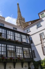 View from the inner courtyard of the Deutschordenshaus to St Stephen's Cathedral, Vienna, Austria,