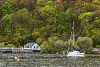 Boats on Ullswater Lake, Pooley Bridge, Lake District National Park, Cumbria, England, United