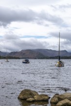 Boats on Ullswater Lake, Pooley Bridge, Lake District National Park, Cumbria, England, United