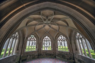 Well house with ribbon star vault in Bebenhausen Monastery, built around 1500, Bebenhausen district