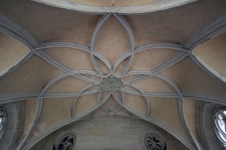 Loop star vault in the well house, Bebenhausen Monastery, built around 1500, Bebenhausen district
