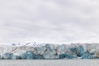 Glacier tongue, mountain top, sea, Konowbreen, Spitsbergen, Svalbard