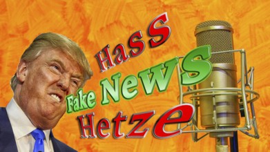 Symbolic image, Trump as US dictator, no more United States, democracy versus autocracy, Donald