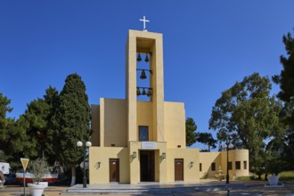Church of Saint Francis, Church of Saint Nicholas, Agios Nikolaos, Yellow church with bell tower
