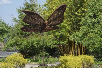 Butterfly figure made of wickerwork, district educational garden, Burgsteinfurt, Münsterland, North