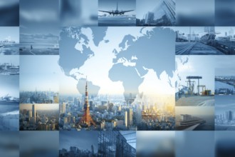 Concept of global international trade and commerce and interconnected businesses global