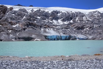 Rettenbachferner with glacial lake on the Ötztal Glacier Road, Sölden, Ötztal, Ötztal Alps, Tyrol,