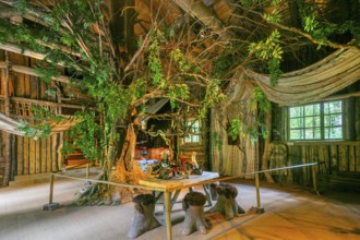 Interior of the Hundinghütte in the castle park of Linderhof Castle, Ettal, Ammertal, Upper
