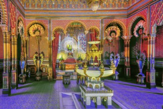 Interior of the Moorish Kiosk in the park of Linderhof Palace, Ettal, Ammertal, Upper Bavaria,