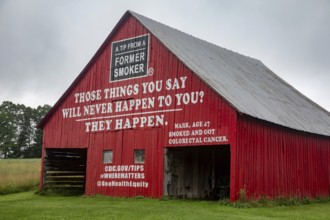 Marlinton, West Virginia - A barn in rural West Virginia is painted with an anti-smoking message.
