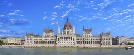 Hungary, panoramic view of the Parliament and Budapest city skyline of historic center