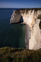 Rock arch Falaise or Porte La Manneporte, Étretat, sea, steep coast, cliffs, chalk cliffs,