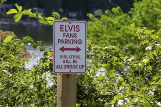Shelbyville, Michigan - A sign allows parking for Elvis fans at an access point for Selkirk Lake