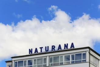 Naturana Miederfabriken, company building of Naturana Dölker Textilbekleidung, lettering,