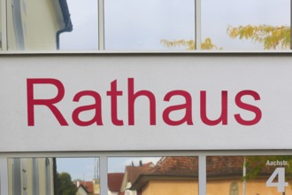 Sign, town hall, writing, letters, Aachstr. 4, Oberuhldingen district, Uhldingen-Mühlhofen
