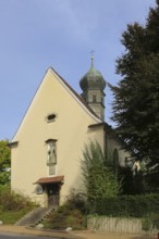 Chapel of St Wolfgang Oberuhldingen, built in 1711, onion dome, church tower, clock, sacred