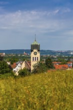 Catholic parish church of St Nicholas, church, sacred building, church tower, clock, Art Nouveau