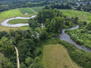 Renaturalised Erft near Neuss, North Rhine-Westphalia, Germany