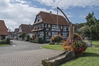 The street village of Hohwiller, in German Hohweiler, Alsace, France
