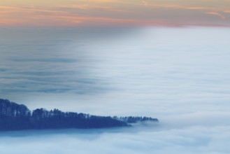 Inversion weather, fog, autumn, Breitenstein, Breitenstein, Ochsenwang, Swabian Jura,