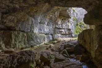 Falkensteiner Höhle, limestone, autumn, Grabenstetten, Swabian Jura, Baden-Württemberg, Germany