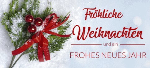 Christmas greetings: Greeting card with the inscription MERRY CHRISTMAS AND A HAPPY NEW YEAR