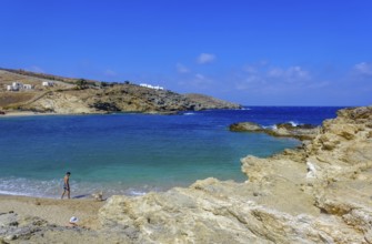 Mykonos, Cyclades, Greece - Mersini Beach, small settlement with sandy beach in the north of the