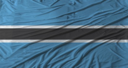 Close up of Botswana flag waving. Flag of Botswana with cloth texture