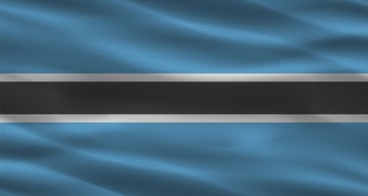 Botswana flag with fabric texture. Realistic flag of Botswana waving