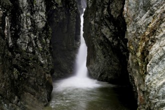 Small waterfall, Diosaz mountain river in the gorge, Gorges de la Diosaz, Les Houches,