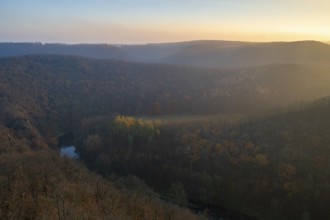 Sunrise, morning mood, autumn landscape, river loop, river Thaya, Thaya Valley National Park, Lower