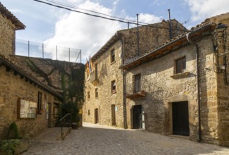 Buildings in the medieval village of Longás, Val d'Onsella, Zaragoza province, Aragon, Spain