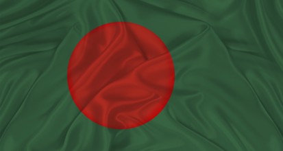 Flag of Bangladesh with cloth texture Close up of Bangladesh flag waving