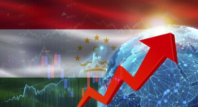 Global financial growth with Tajikistan flag. Financial growth with Tajikistan flag on economic