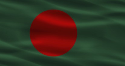Bangladesh flag with fabric texture Realistic flag of Bangladesh waving