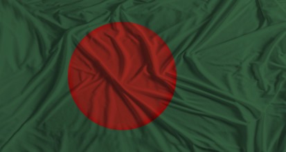 Bangladeshi flag with fabric texture background. National flag of Bangladesh with cloth texture