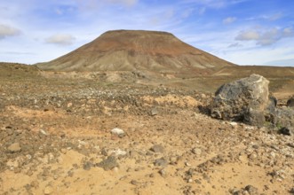 View of eroded volcano volcanic cone partially eroded by erosion in volcanic landscape Volcanic