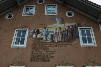Facade painting on an older residential building, Dießen am Lake Ammer, Upper Bavaria, Bavaria,