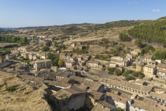 Rooftops of medieval village of Uncastillo, Cinco Villas, Zaragoza province, Aragon, Spain