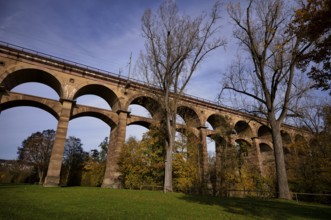 Railway viaduct, Enz viaduct, railway bridge, Bietigheim-Bissingen, Baden-Württemberg, Germany