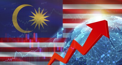 Global financial growth with Malaysia flag. Financial growth with Malaysia flag on economic