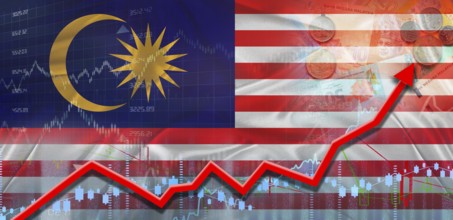 Malaysia financial growth on market graph. Malaysia economic growth on financial graph
