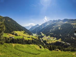 Picturesque Passeier Valley and mountain landscape with views of Rabenstein, Italian Corvara, a