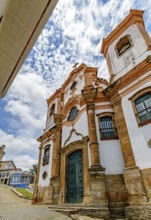 Impressive facade of a historic Baroque church in the city of Ouro Preto, Minas Gerais, Ouro Preto,