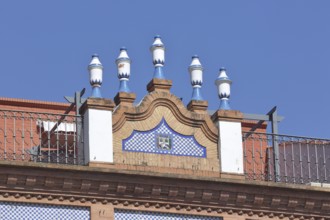 Detail of the Moorish building Casa Alvarez Buiza built around 1920, Moorish, blue, white,