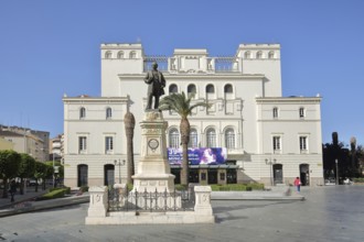 Monument with statue of Don Jose Moreno Nieto in front of the Lopez de Ayala Theatre, Plaza Minayo,